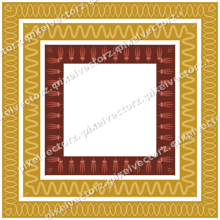 Decorative picture frame border in orange and amber with wave band