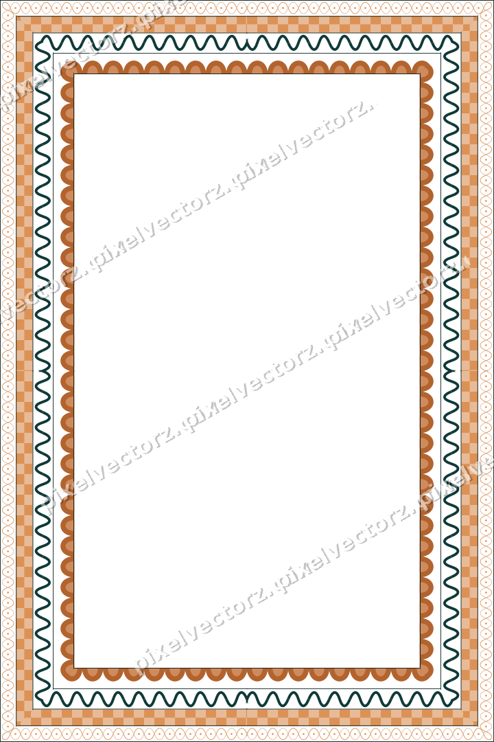 Decorative picture frame border in orange and teal with arabesque