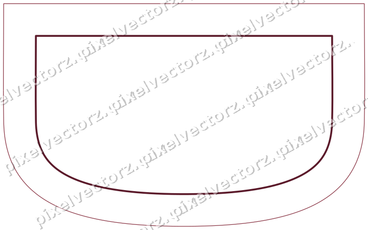 Decorative line art frame in dark pink and amber with shield