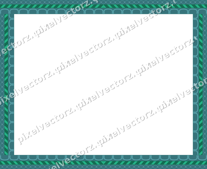 Decorative picture frame border in green and teal with lattice band