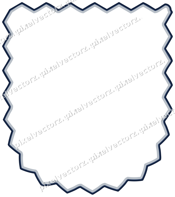 Decorative line art frame in dark blue and white with shield