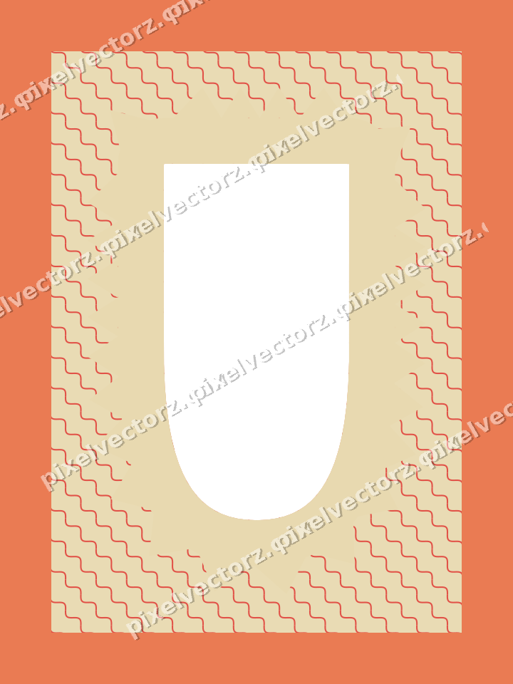 Decorative patterned mat frame in red and orange with wavy lines