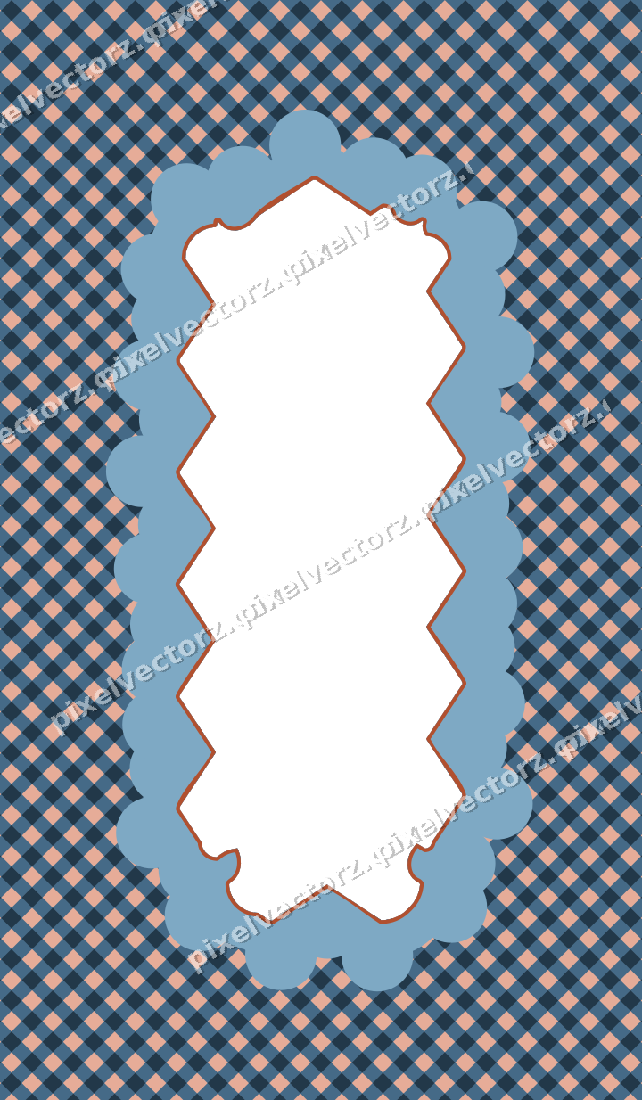 Decorative patterned mat frame in orange and cyan with gingham check