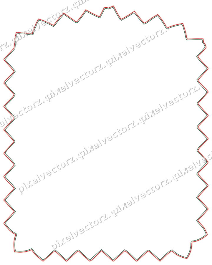 Decorative line art frame in dark green and red with label plaque