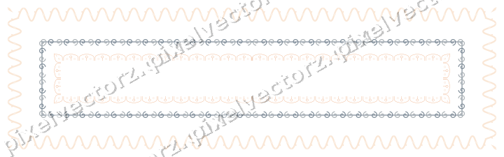Decorative picture frame border in blue and orange with scrolling vine