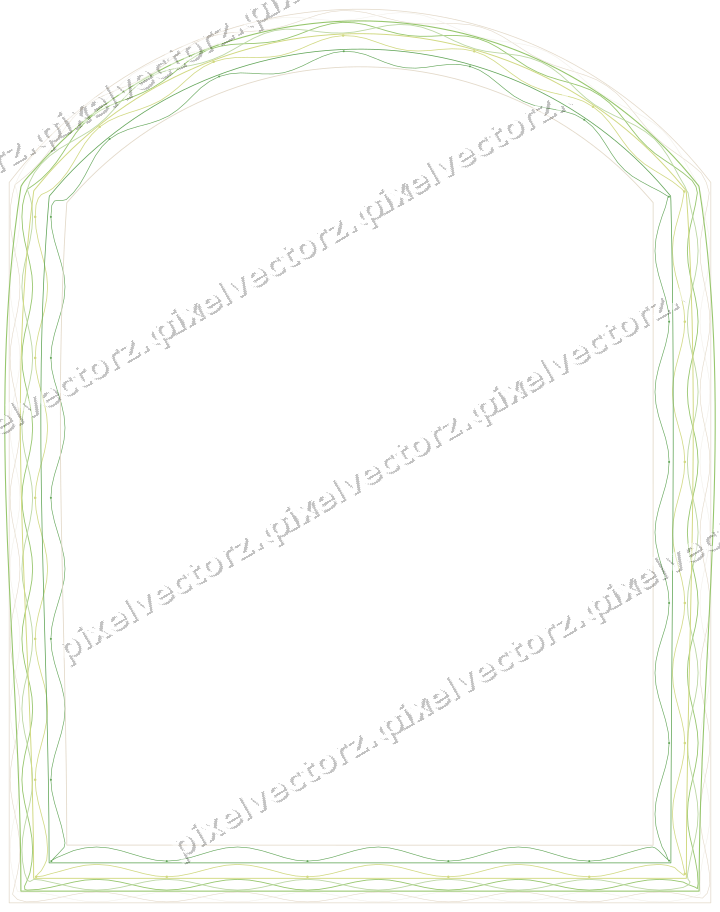 Decorative line art frame in lime and yellow with label plaque
