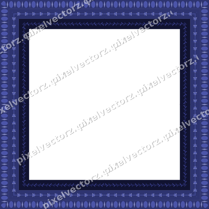 Decorative picture frame border in dark blue with rosette band