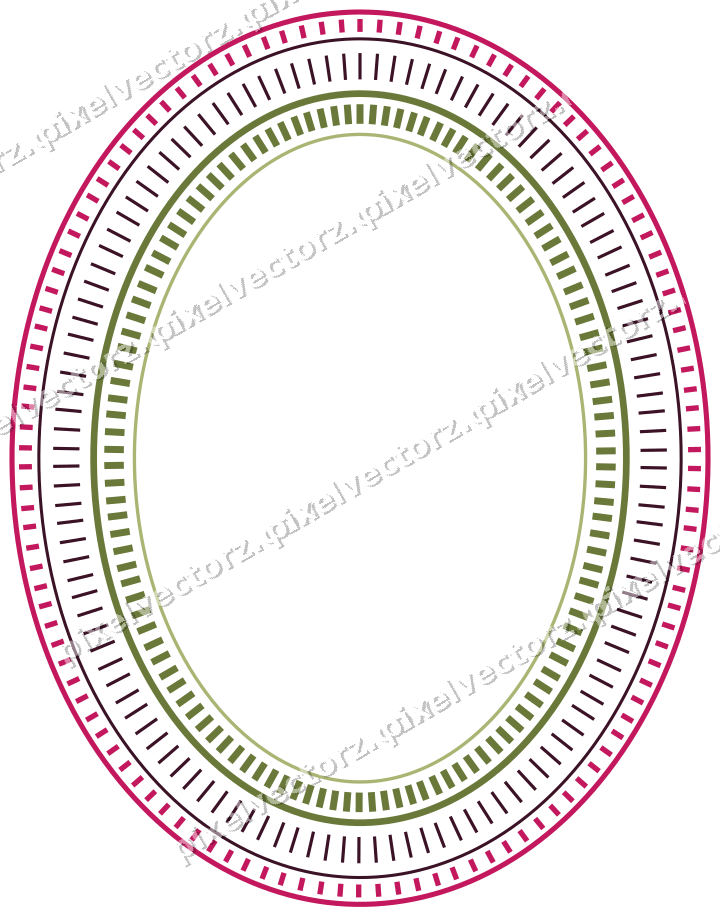 Decorative line art frame in lime and pink with oval and dashed line