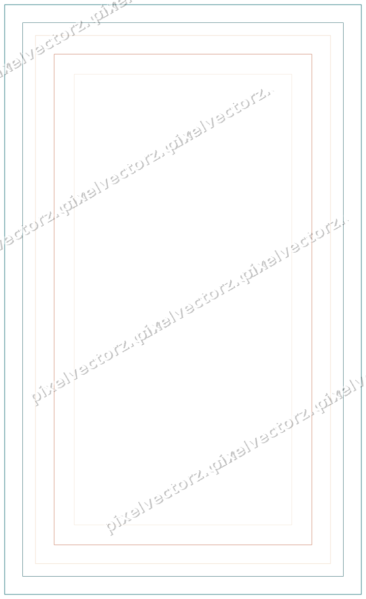 Decorative line art frame in dark teal and orange with label plaque