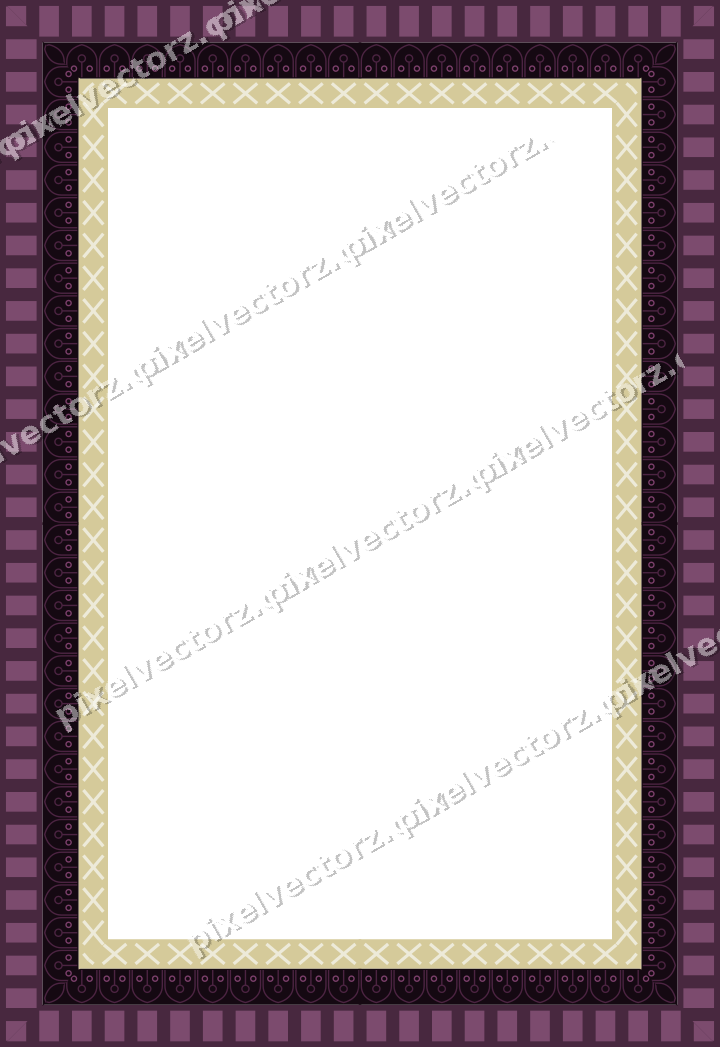 Decorative picture frame border in dark magenta and lime with dentil