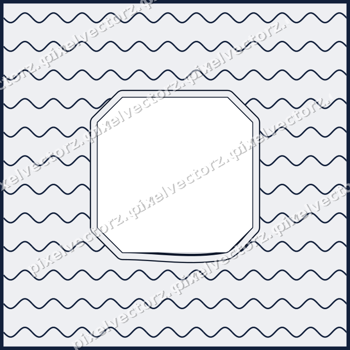 Decorative patterned mat frame in dark blue and white with wavy lines