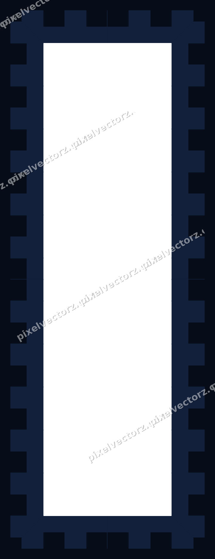 Decorative picture frame border in dark blue and white with step band