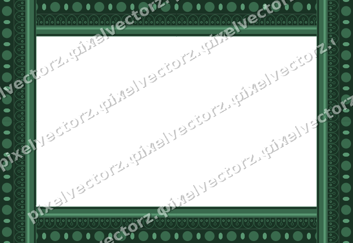 Decorative picture frame border in dark green with bead and reel
