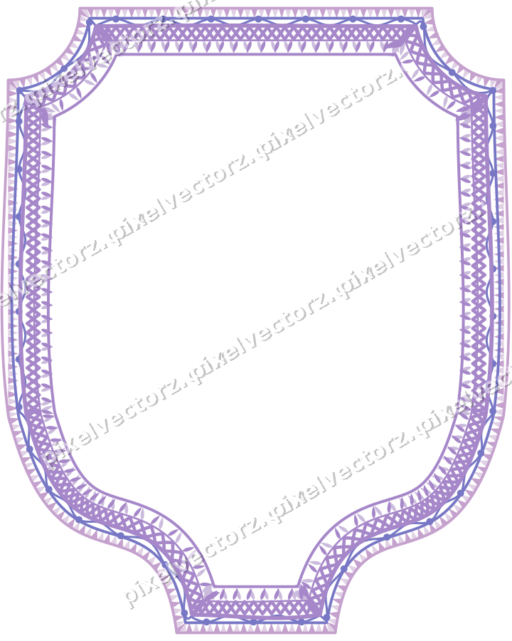 Decorative line art frame in purple and blue with label plaque