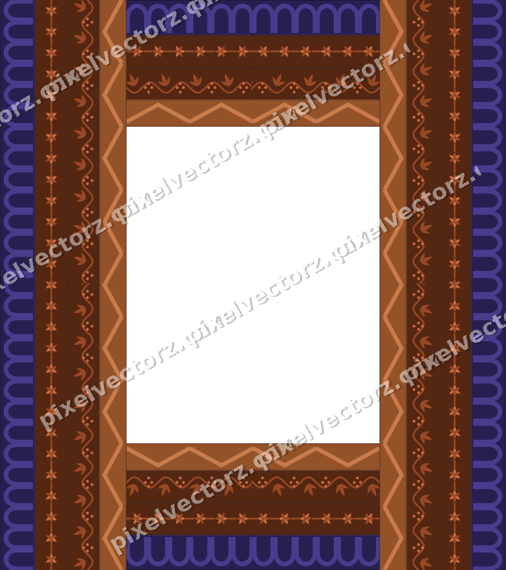 Decorative picture frame border in orange and blue with grape vine