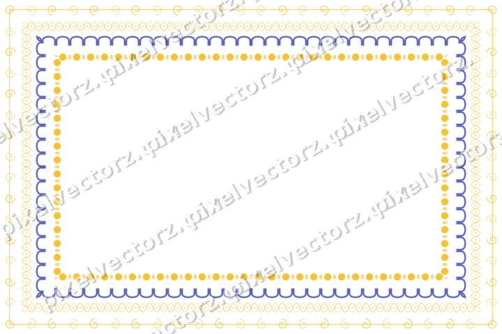 Decorative picture frame border in dark blue with spiral scroll