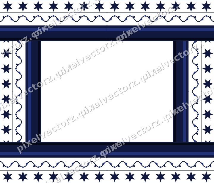 Decorative picture frame border in amber and blue with scrolling vine