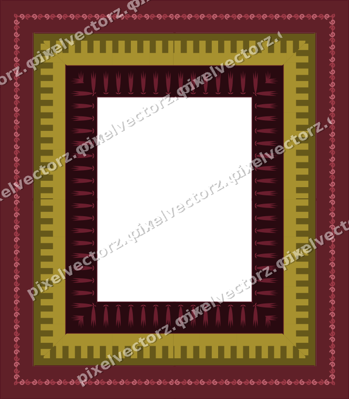 Decorative picture frame border in dark pink with spiral scroll