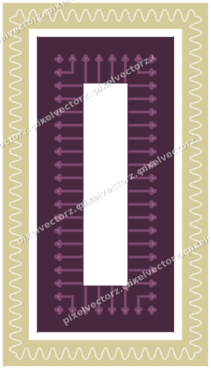 Decorative picture frame border in dark magenta with trefoil band
