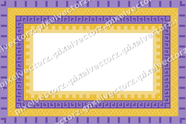 Decorative picture frame border in amber and purple with greek key