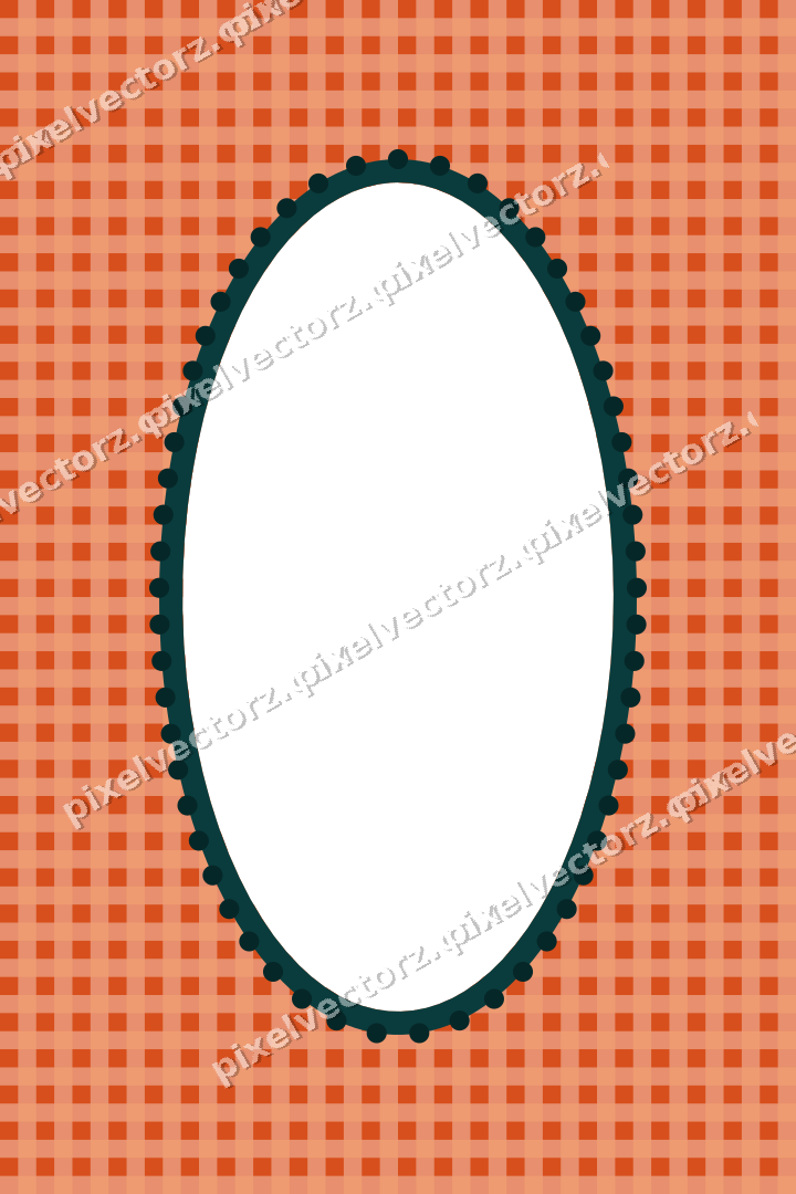 Decorative patterned mat frame in orange and teal with gingham check