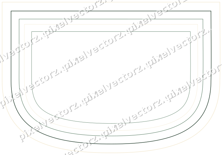 Decorative line art frame in dark green and amber with shield