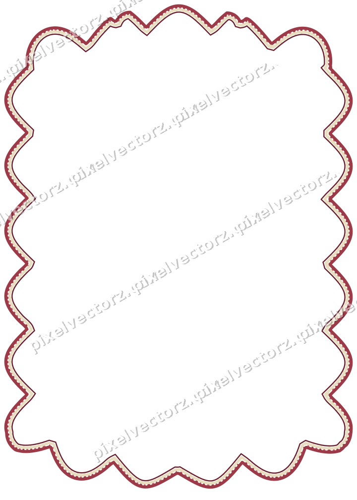 Decorative line art frame in dark pink and red with label plaque