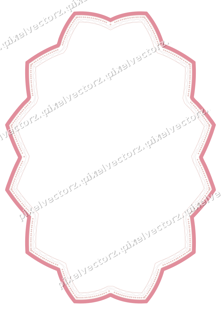 Decorative line art frame in pale pink and pale red with oval
