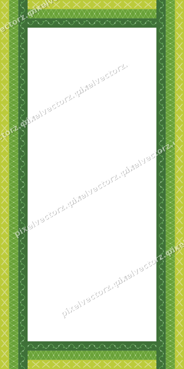 Decorative picture frame border in lime and yellow with cross band