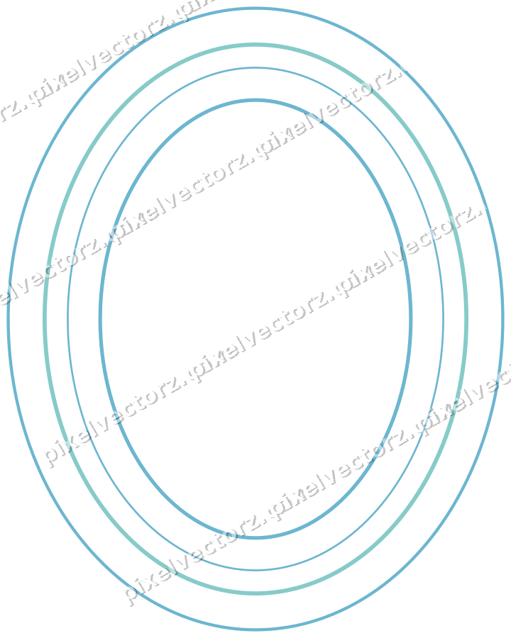 Decorative line art frame in blue and cyan with oval