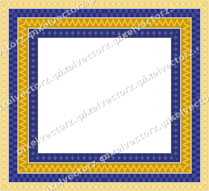 Decorative picture frame border in dark blue and amber with cross band