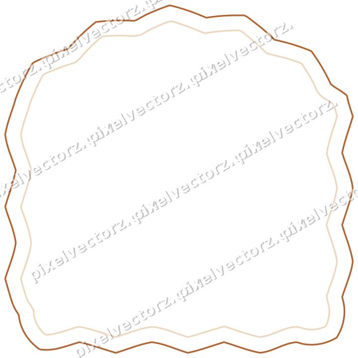 Decorative line art frame in dark green and orange with label plaque