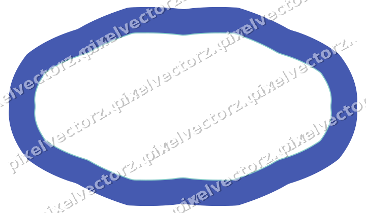 Decorative line art frame in blue and cyan with oval and zigzag edge