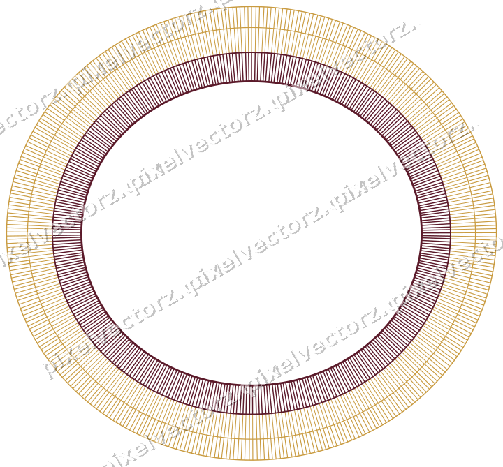Decorative line art frame in dark pink and amber with oval