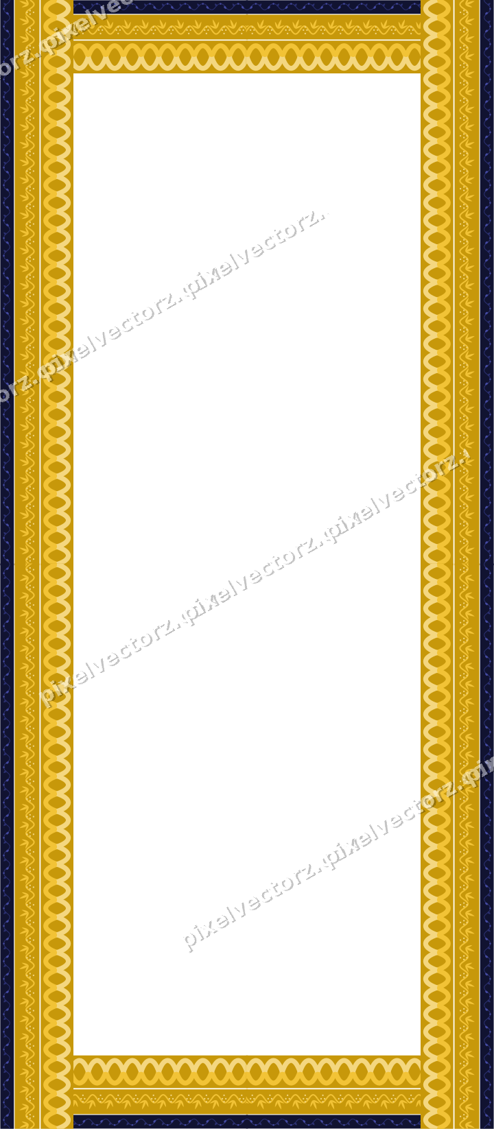 Decorative picture frame border in dark blue with scrolling vine