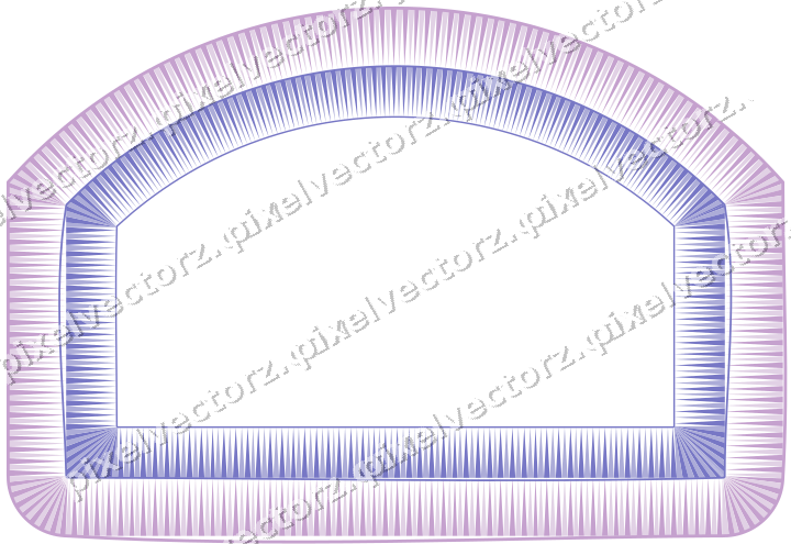 Decorative line art frame in purple and blue with label plaque
