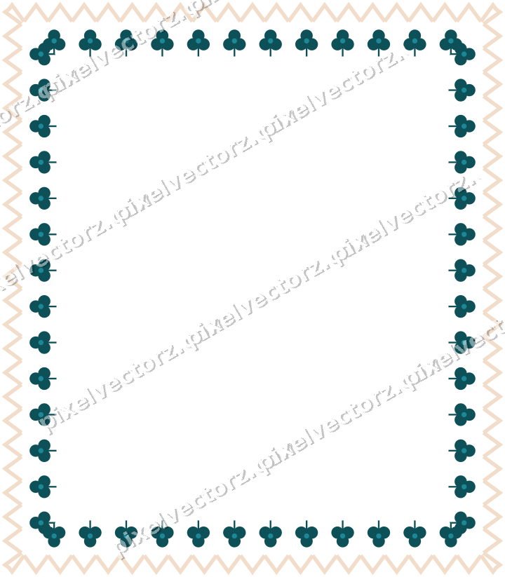 Decorative picture frame border in dark teal and orange with zigzag