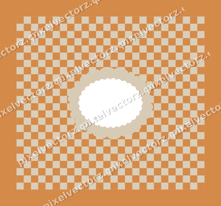 Decorative patterned mat frame in orange and amber with checkerboard