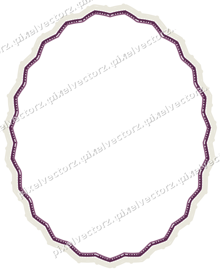 Decorative line art frame in dark magenta and lime with oval
