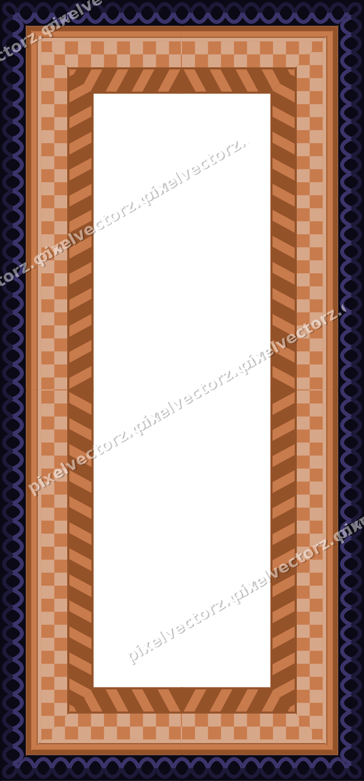 Decorative picture frame border in orange and blue with guilloche