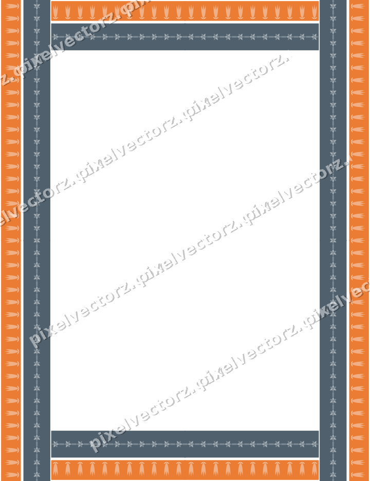 Decorative picture frame border in blue and orange with tulip frieze