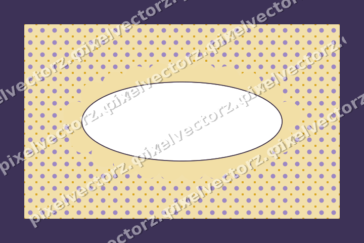Decorative patterned mat frame in amber and purple with polka dots