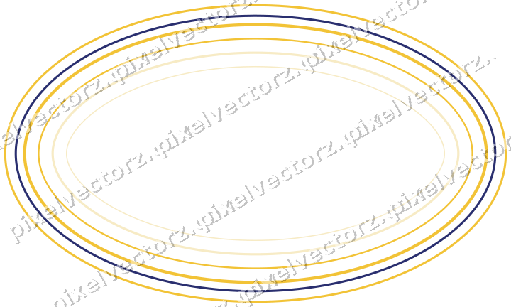 Decorative line art frame in dark blue and amber with oval