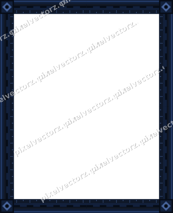 Decorative picture frame border in dark blue with bud and stem