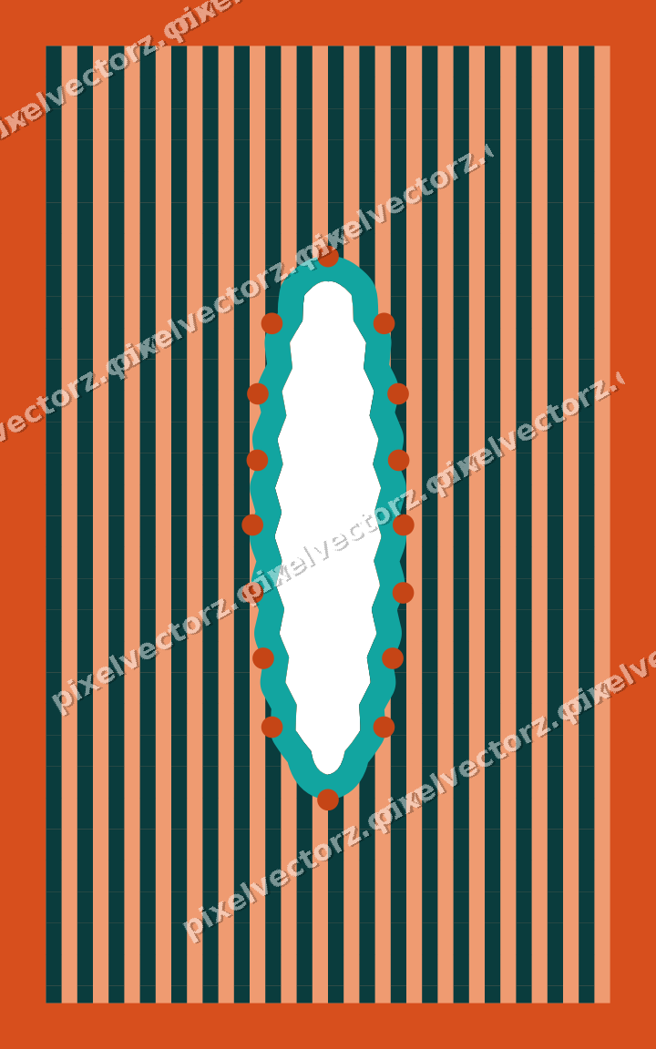 Decorative patterned mat frame in orange with vertical stripes