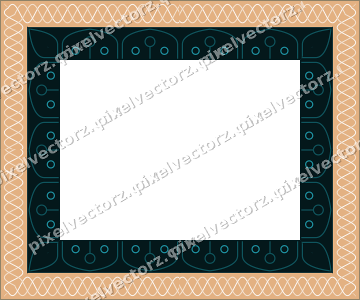 Decorative picture frame border in dark teal with guilloche band