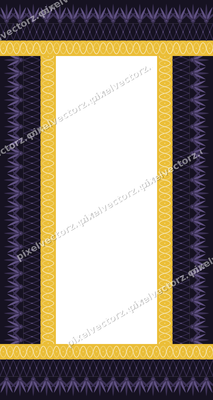 Decorative picture frame border in amber and purple with palmette