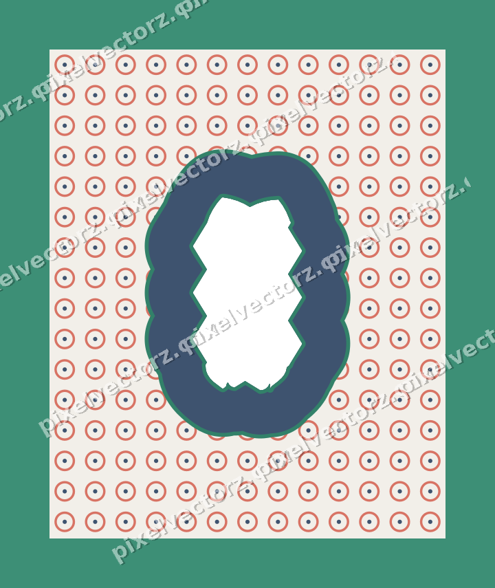 Decorative patterned mat frame in amber and green with ring pattern