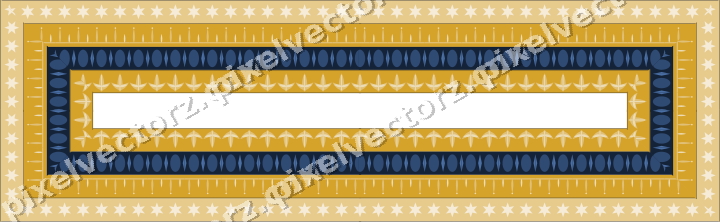 Decorative picture frame border in dark blue and amber with star band