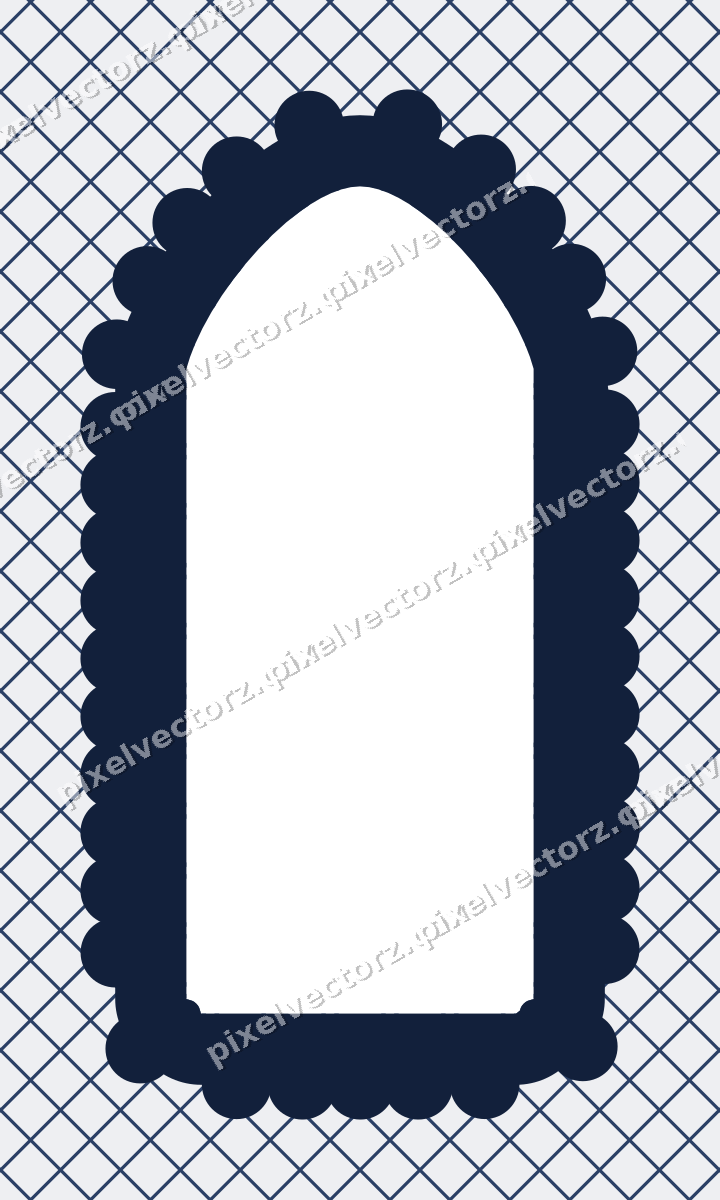 Decorative patterned mat frame in dark blue and white with grid check